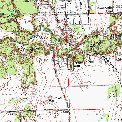 Topographic Map of Concordia Cemetery, MN