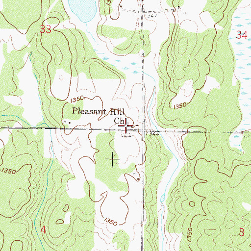 Topographic Map of Pleasant Hill Church, MN