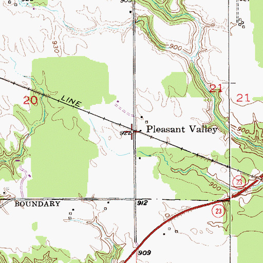 Topographic Map of Pleasant Valley, MN