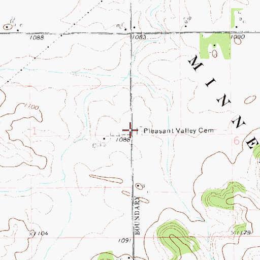 Topographic Map of Pleasant Valley Cemetery, MN