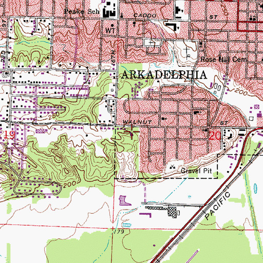 Topographic Map of Baring Cross Missionary Baptist Church, AR