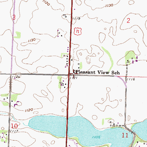 Topographic Map of Pleasant View School, MN