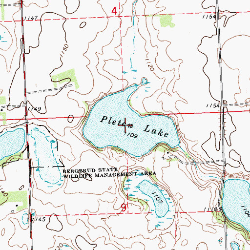 Topographic Map of Pletan Lake, MN