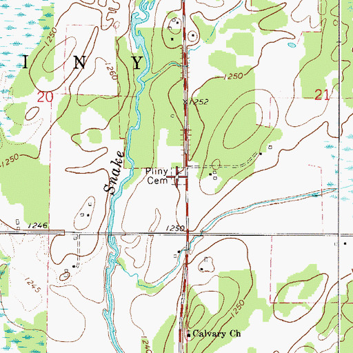 Topographic Map of Pliny Cemetery, MN