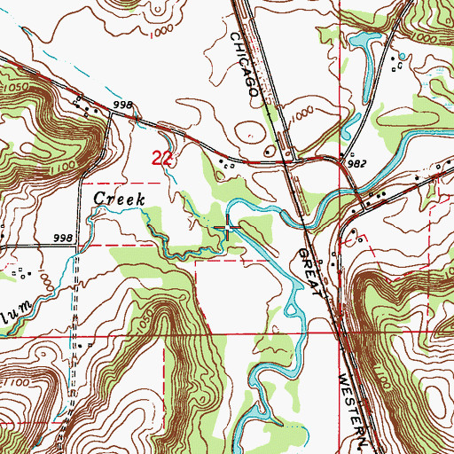 Topographic Map of Plum Creek, MN