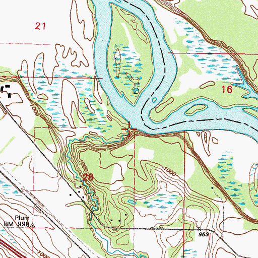 Topographic Map of Plum Creek, MN