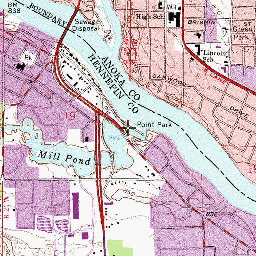Topographic Map of Point Park, MN