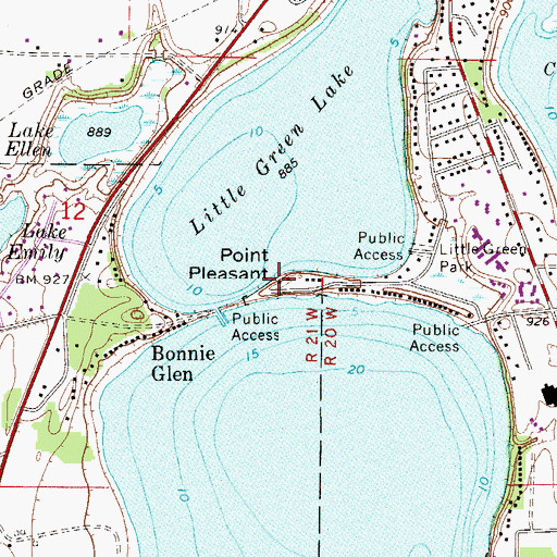 Topographic Map of Point Pleasant, MN