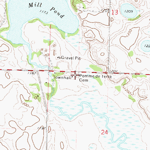 Topographic Map of Pomme de Terre Cemetery, MN