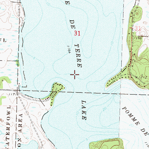 Topographic Map of Pomme de Terre Lake, MN
