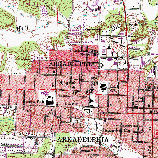 Topographic Map of Saint Marys Catholic Church, AR