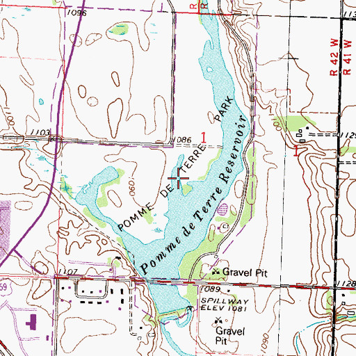 Topographic Map of Pomme de Terre Park, MN