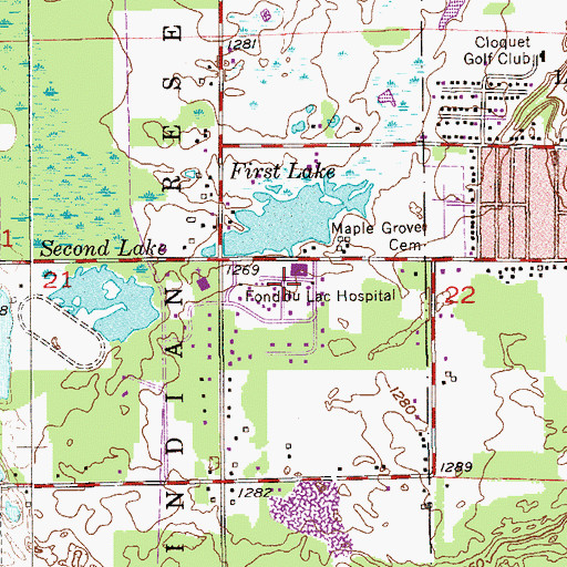 Topographic Map of Fond du Lac Hospital, MN