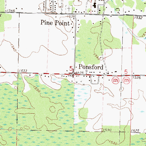 Topographic Map of Ponsford, MN