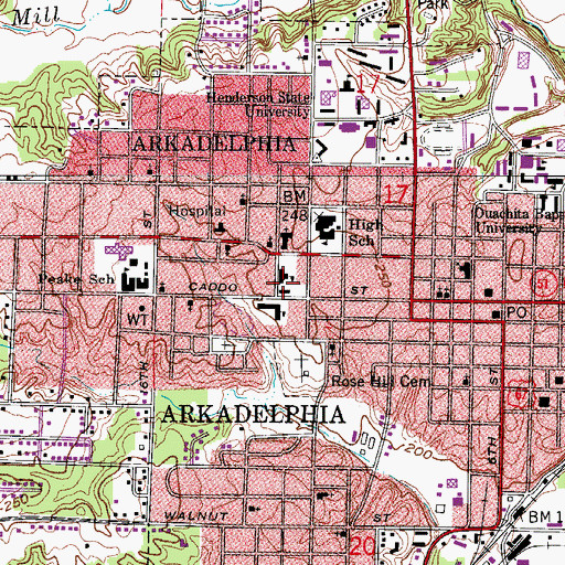 Topographic Map of Goz Junior High School, AR