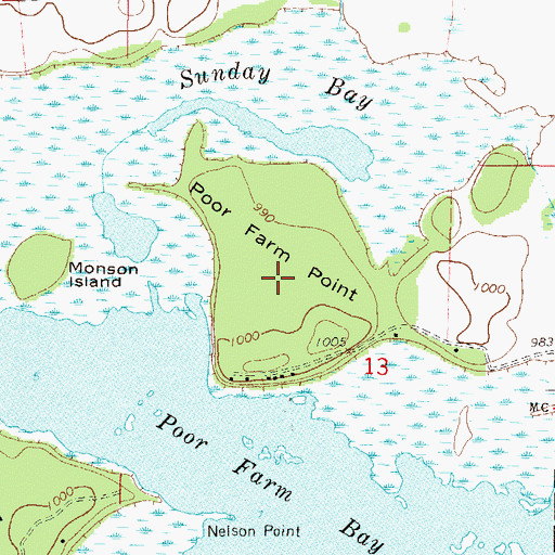 Topographic Map of Poor Farm Point, MN