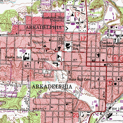 Topographic Map of Gennesaret Missionary Baptist Church, AR