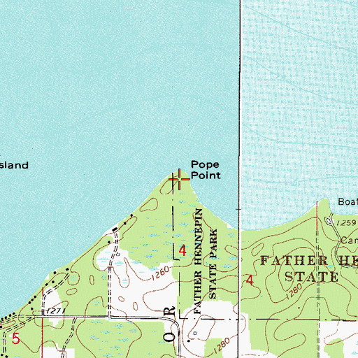 Topographic Map of Pope Point, MN