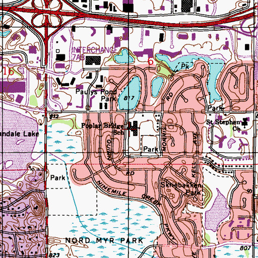 Topographic Map of Poplar Bridge Elementary School, MN