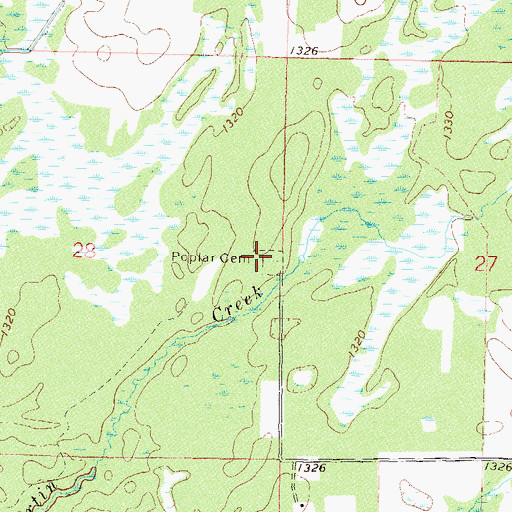 Topographic Map of Poplar Cemetery, MN