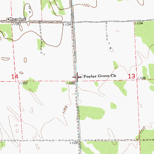Topographic Map of Poplar Grove Church, MN