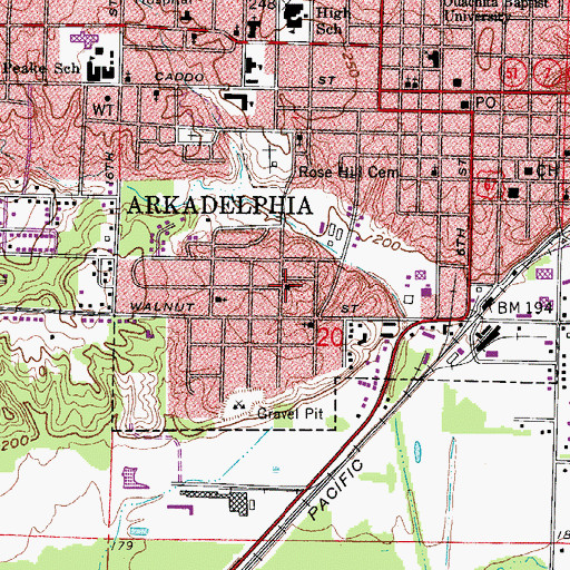 Topographic Map of Second Baptist Church, AR