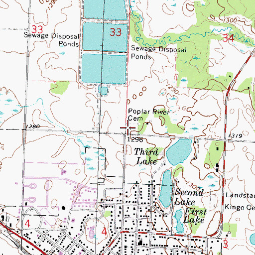 Topographic Map of Poplar River Cemetery, MN