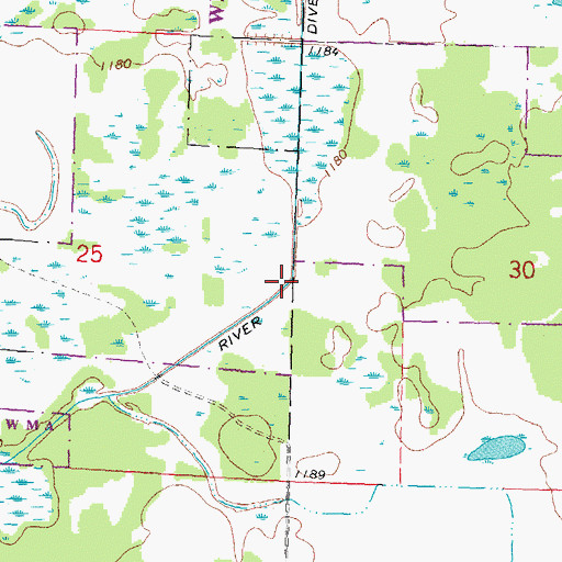 Topographic Map of Poplar River Diversion Ditch, MN