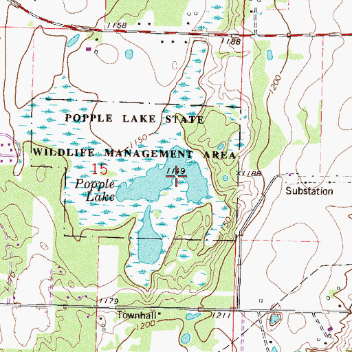 Topographic Map of Popple Lake, MN