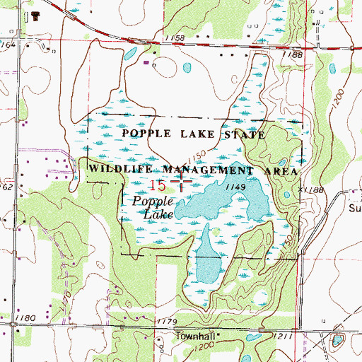 Topographic Map of Popple Lake State Wildlife Management Area, MN