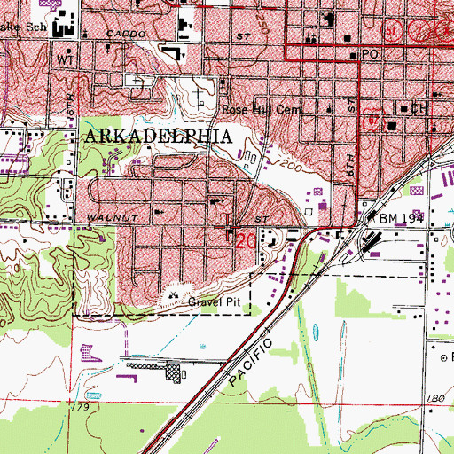 Topographic Map of First Assembly of God Church, AR