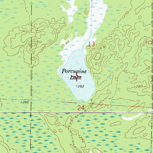 Topographic Map of Porcupine Lake, MN