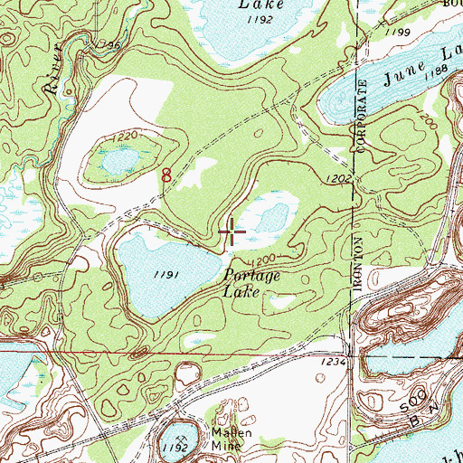 Topographic Map of Portage Lake, MN
