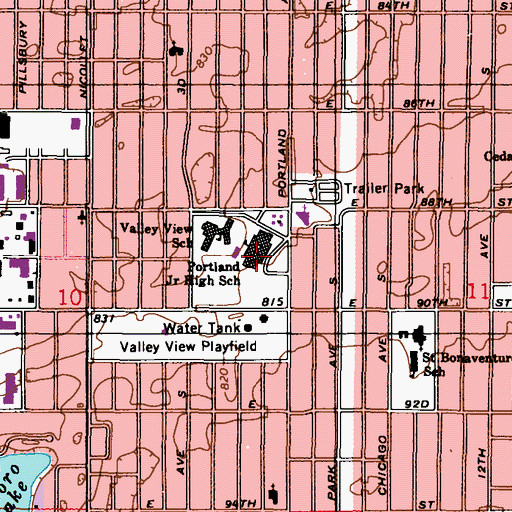 Topographic Map of Valley View Middle School, MN