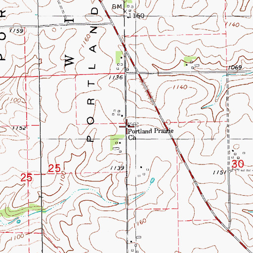 Topographic Map of Portland Prairie Church, MN