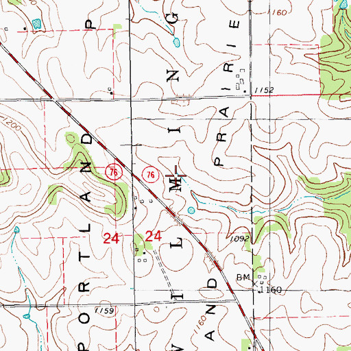 Topographic Map of Portland Prairie, MN