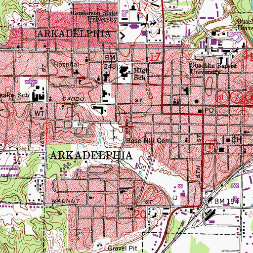 Topographic Map of First United Pentecostal Church, AR