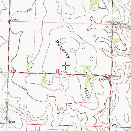 Topographic Map of Poverty Hill, MN
