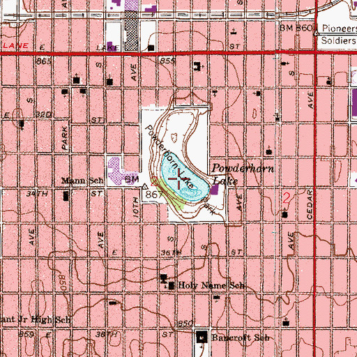 Topographic Map of Powderhorn Lake, MN
