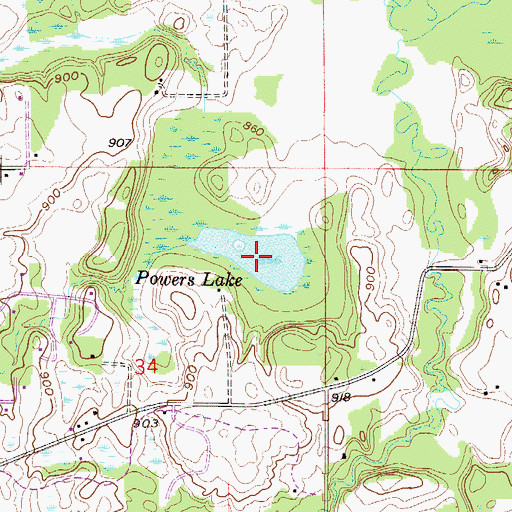 Topographic Map of Powers Lake, MN