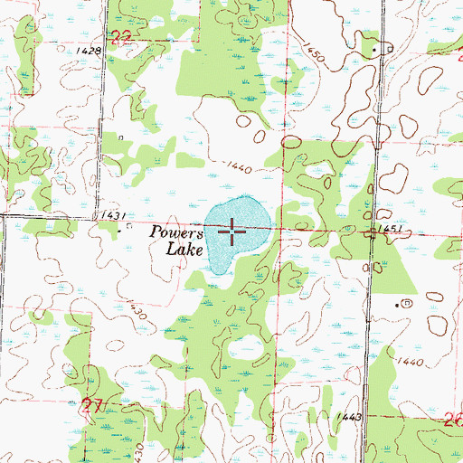 Topographic Map of Powers Lake, MN