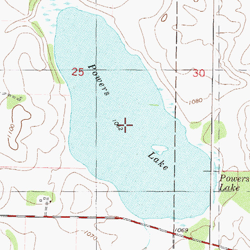 Topographic Map of Powers Lake, MN