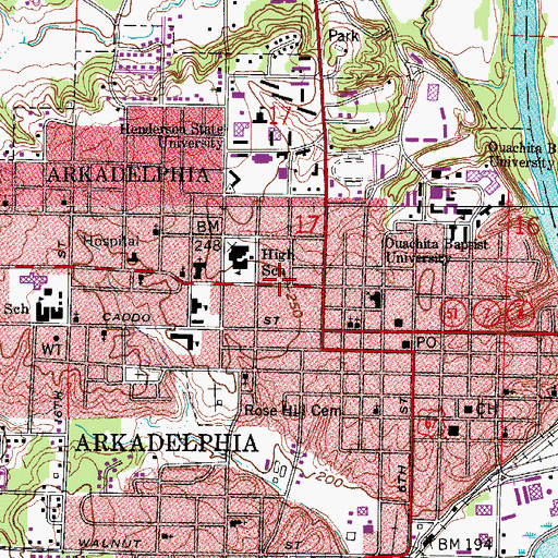 Topographic Map of Church of Christ, AR