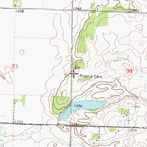 Topographic Map of Prairie Cemetery, MN