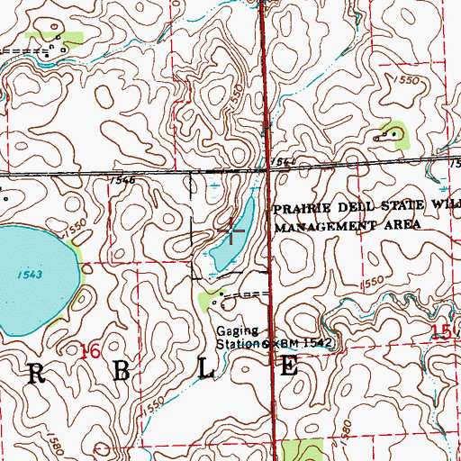 Topographic Map of Prairie Dell State Wildlife Management Area, MN