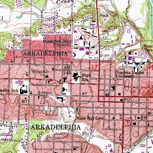 Topographic Map of Central Primary School, AR