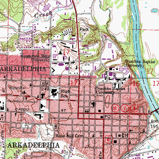 Topographic Map of First Christian Church, AR