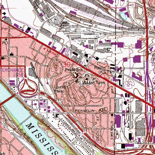Topographic Map of Pratt School, MN