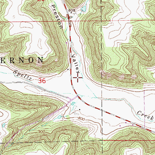 Topographic Map of Preston Valley, MN