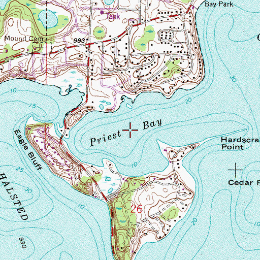Topographic Map of Priest Bay, MN